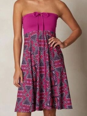 PrAna Solana Convertible Strapless Halter A line dress magenta size Medium